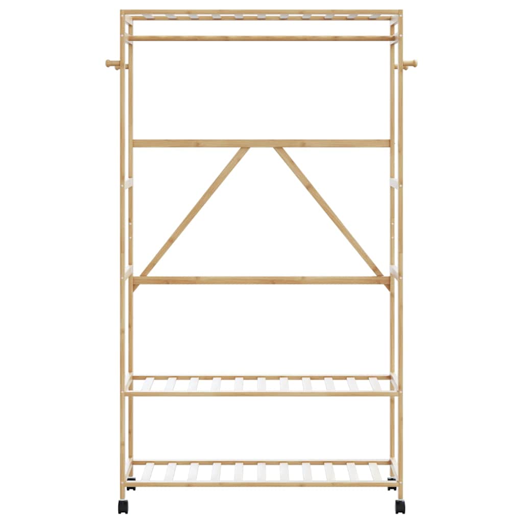 Vidaxx Kleiderständer mit Regalen und Rollen 110x40x180 cm Bambus