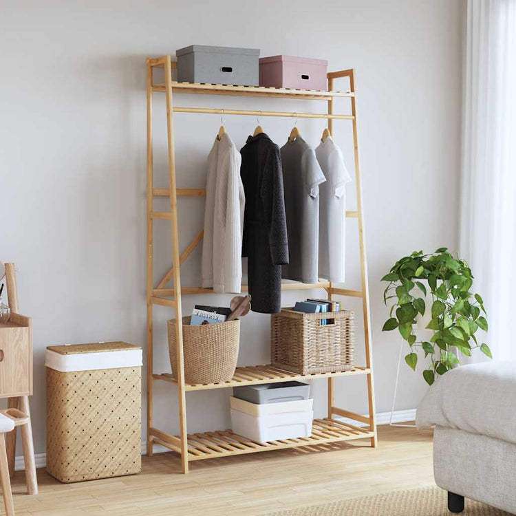 VidaXL Kleiderständer mit Regalen 110x40x180 cm Bambus