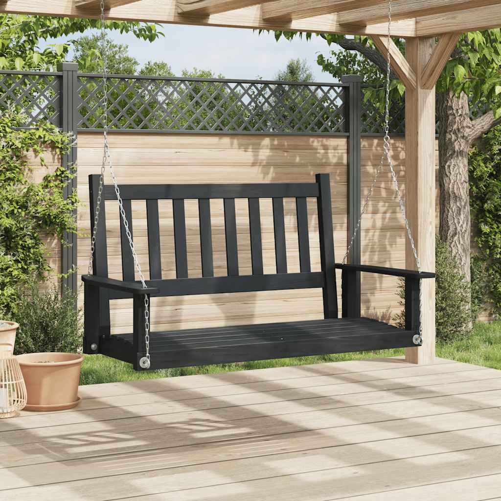 Vidaxl Garden Swing Bank mit Metallketten feste Kiefernholz schwarz