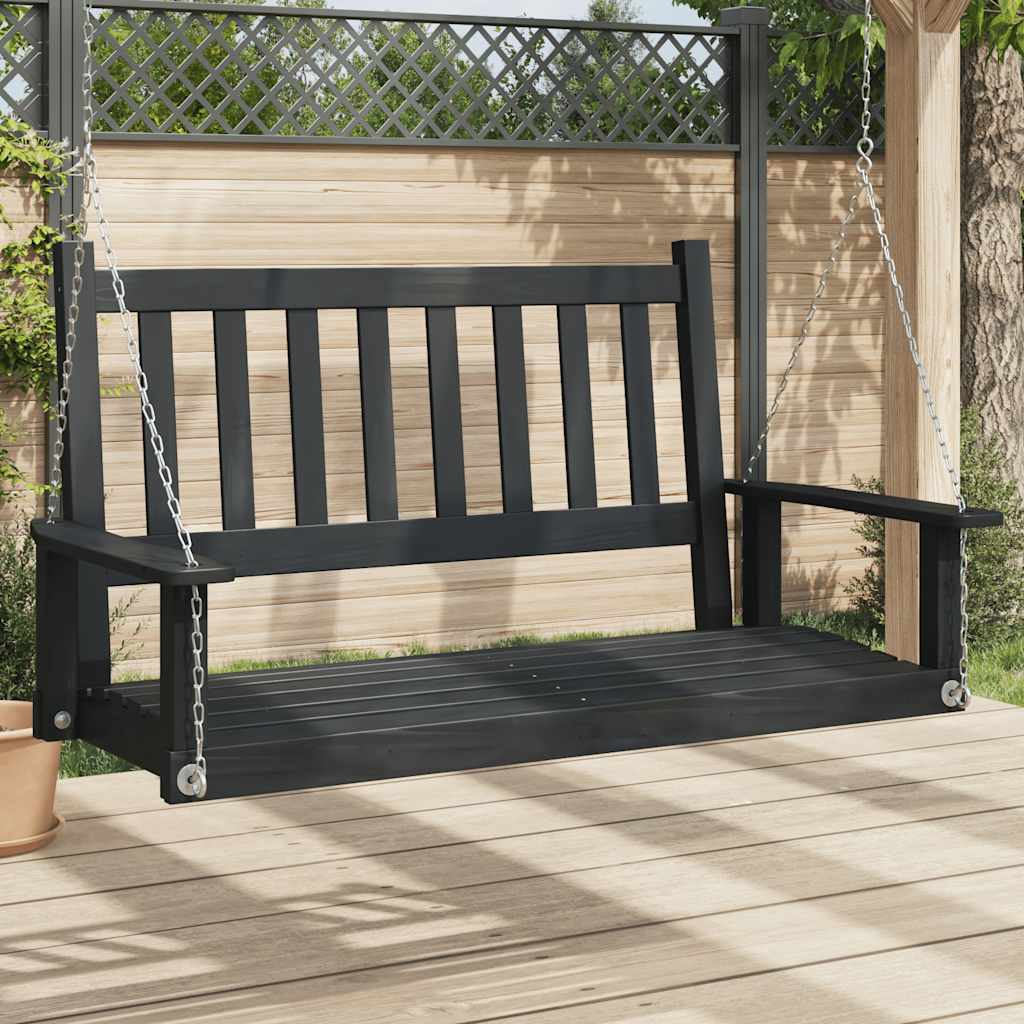 Vidaxl Garden Swing Bank mit Metallketten feste Kiefernholz schwarz