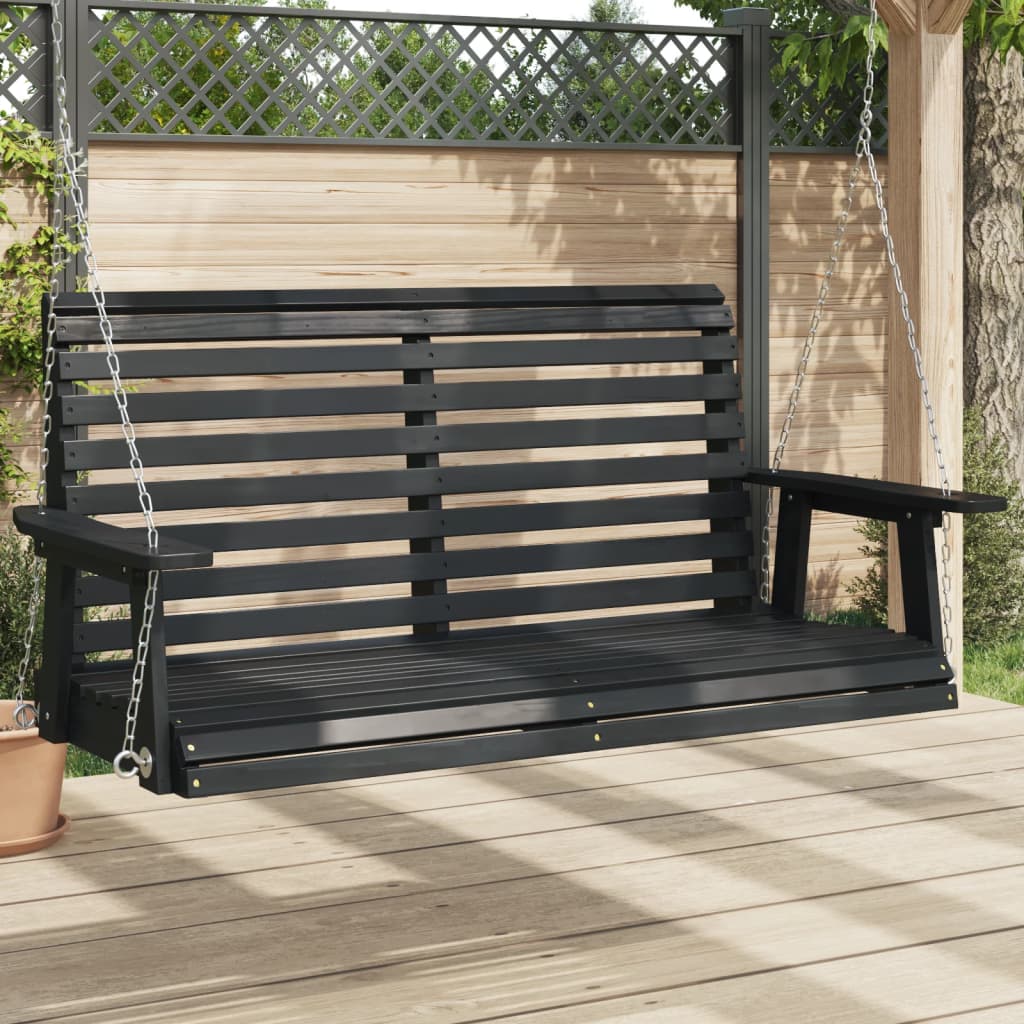 Vidaxl Garden Swing Bank mit Metallketten feste Kiefernholz schwarz