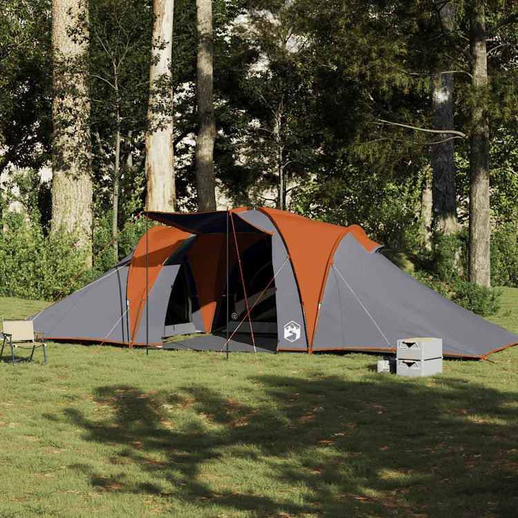 Vidaxl Dome Zelt 6-Personen wasserdichtes Grau und Orange