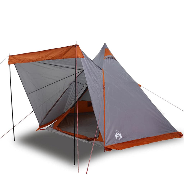 Vidaxl Tipi-Zelt 6-Personen wasserdicht grau und orange