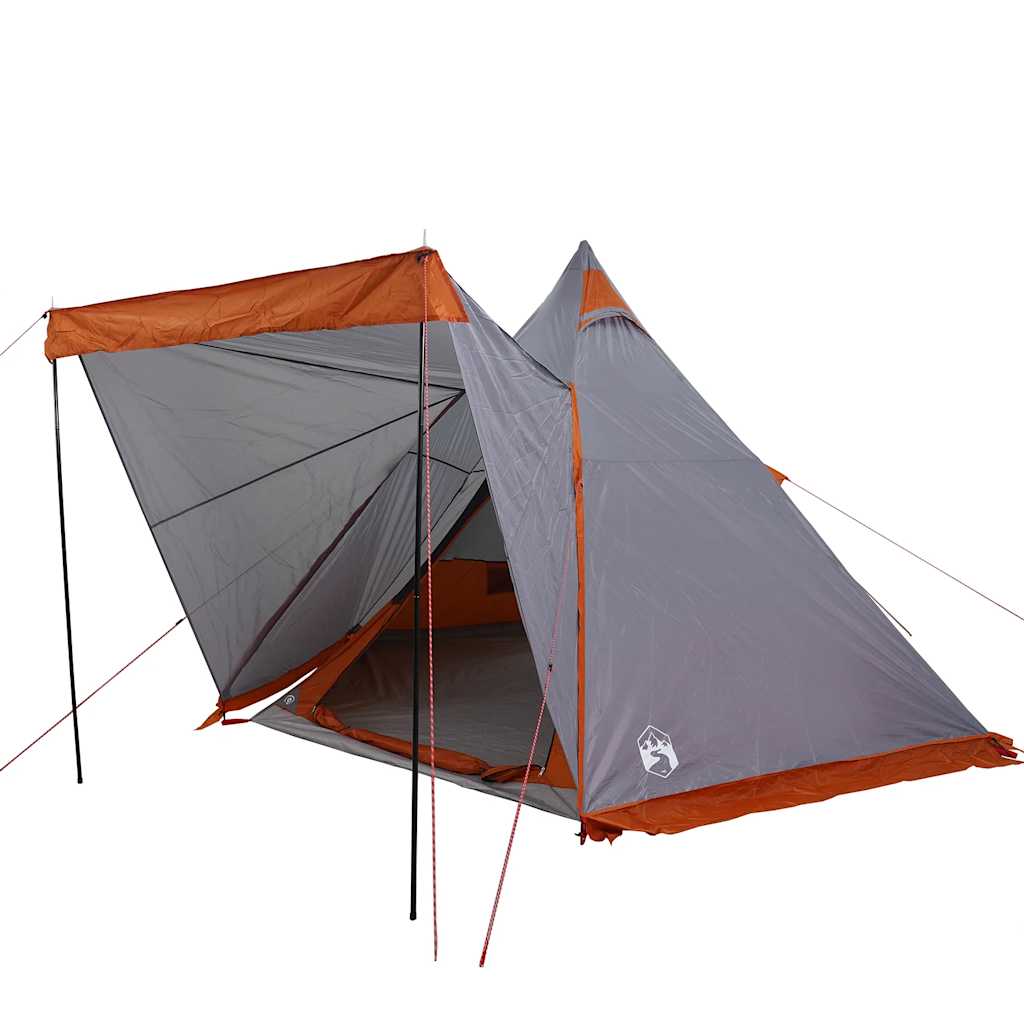 Vidaxl Tipi-Zelt 6-Personen wasserdicht grau und orange