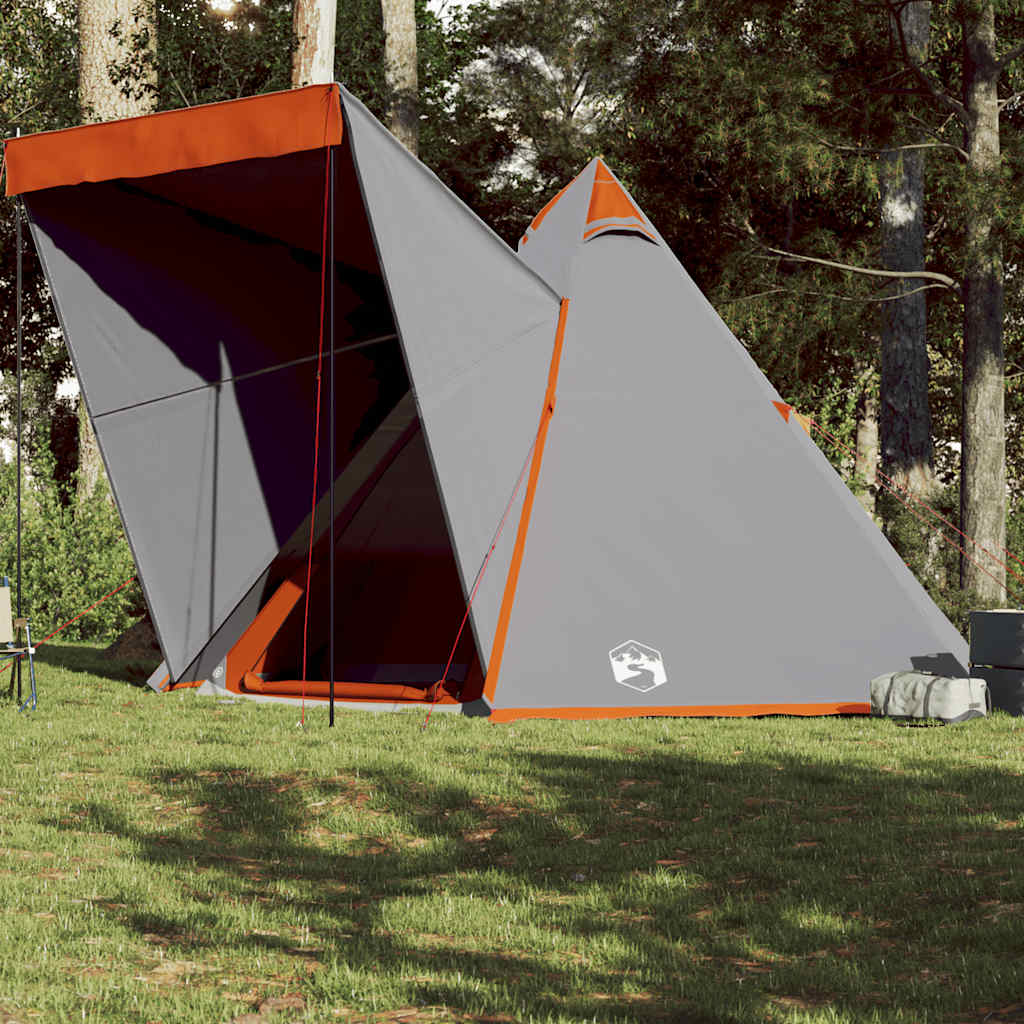 Vidaxl Tipi-Zelt 6-Personen wasserdicht grau und orange