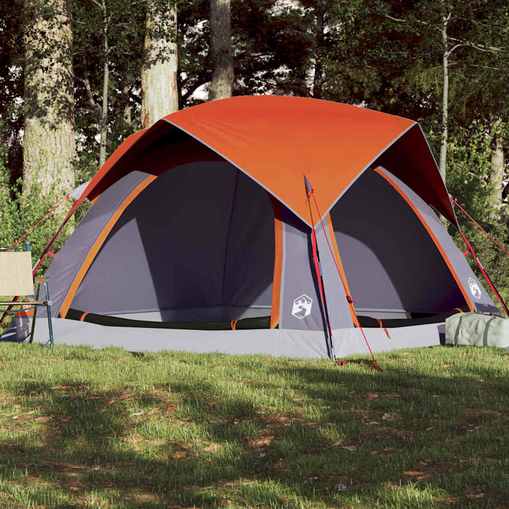 Vidaxl Zelt 4-Personen wasserdichtes Grau und Orange