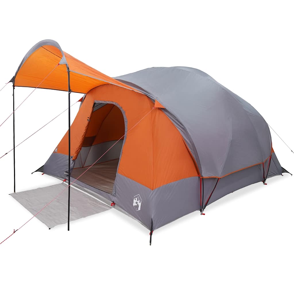 VidaXL Tunnelzelt 8-Personen wasserdicht Grau und Orange