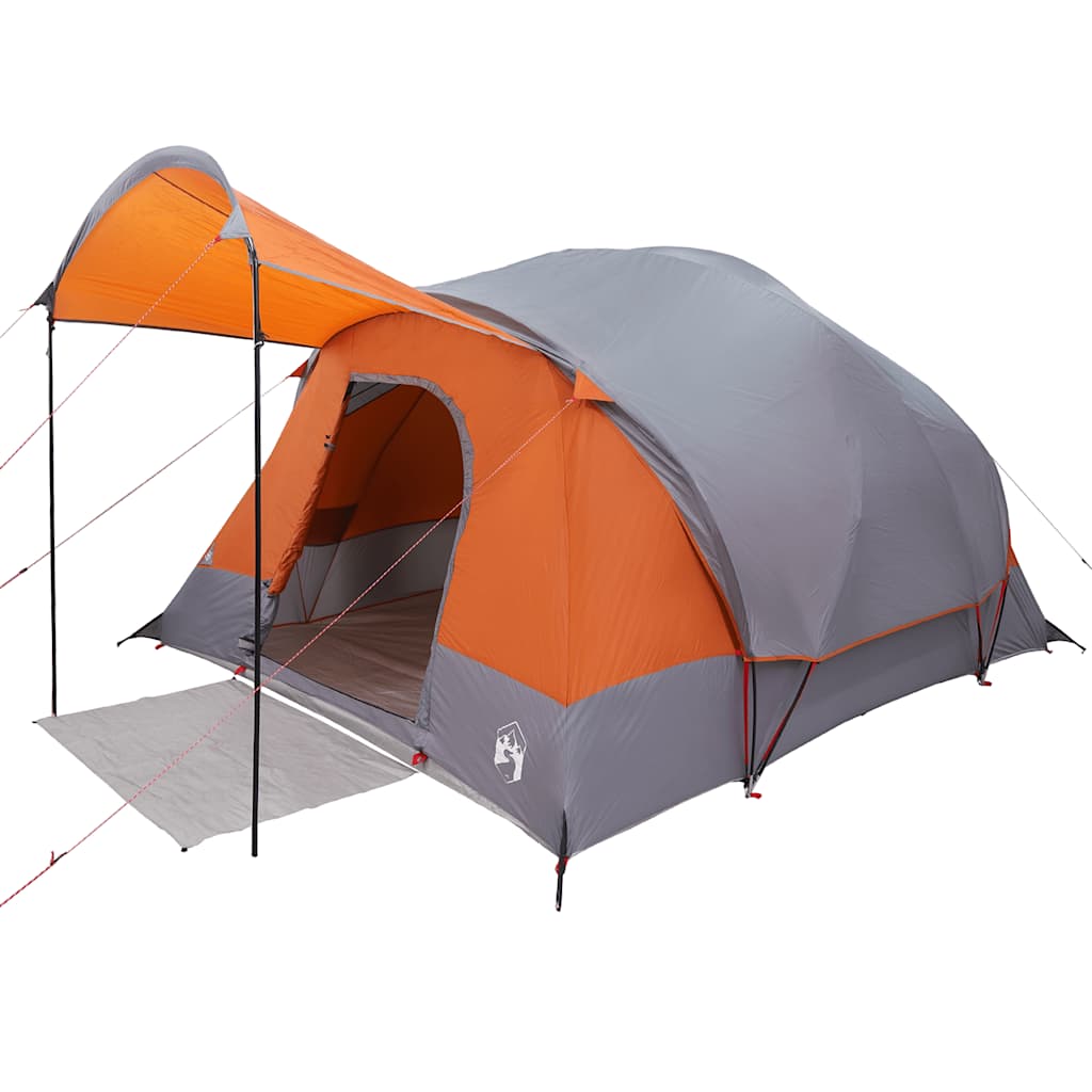 VidaXL Tunnelzelt 8-Personen wasserdicht Grau und Orange
