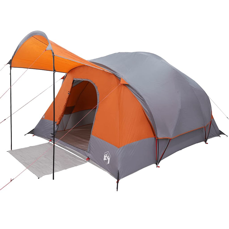 VidaXL Tunnelzelt 8-Personen wasserdicht Grau und Orange