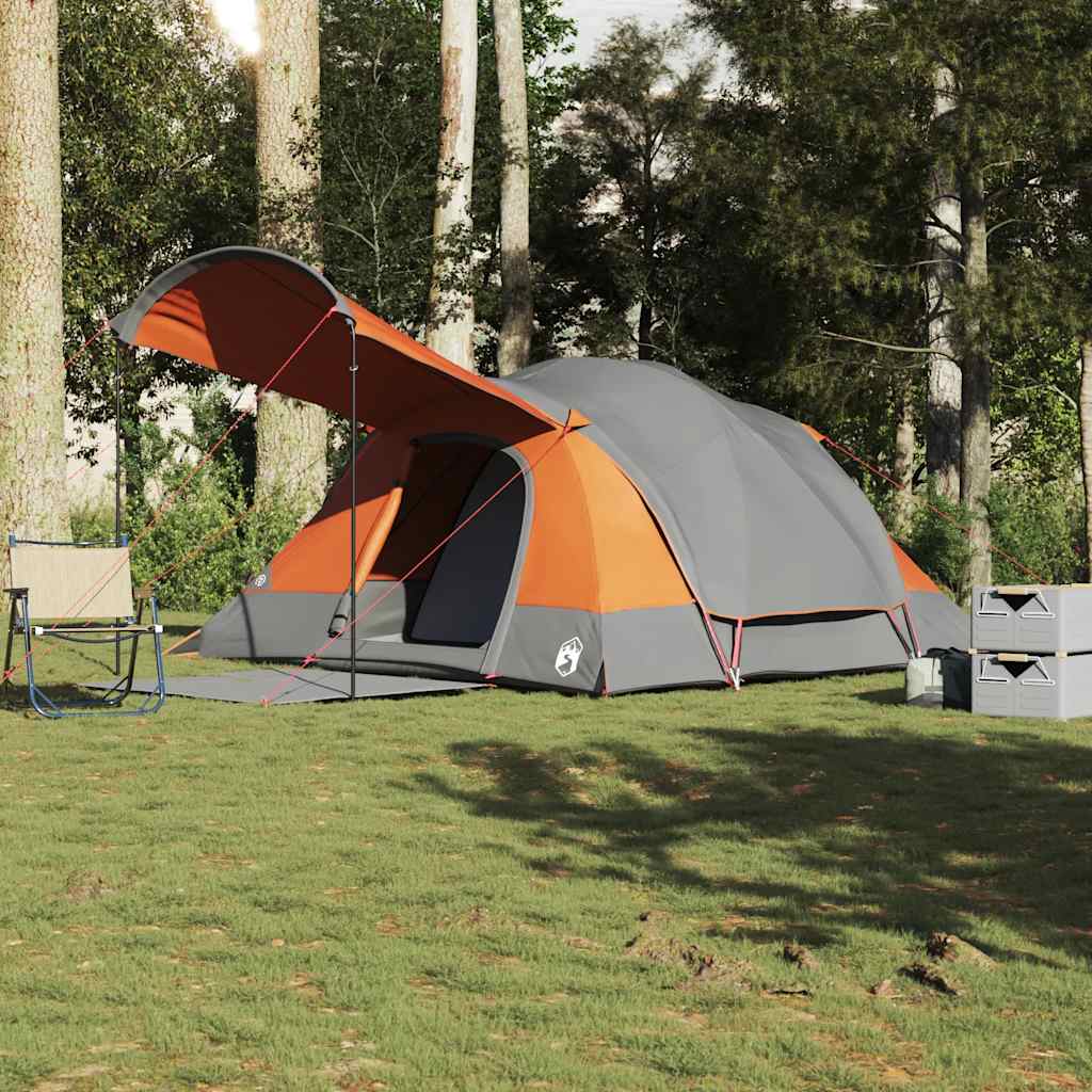 VidaXL Tunnelzelt 8-Personen wasserdicht Grau und Orange