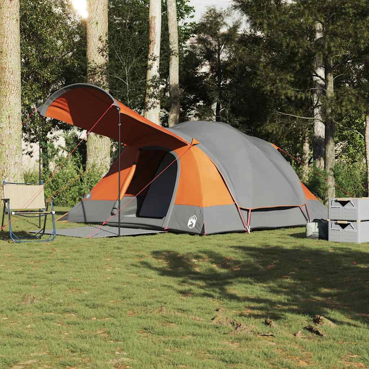 VidaXL Tunnelzelt 8-Personen wasserdicht Grau und Orange