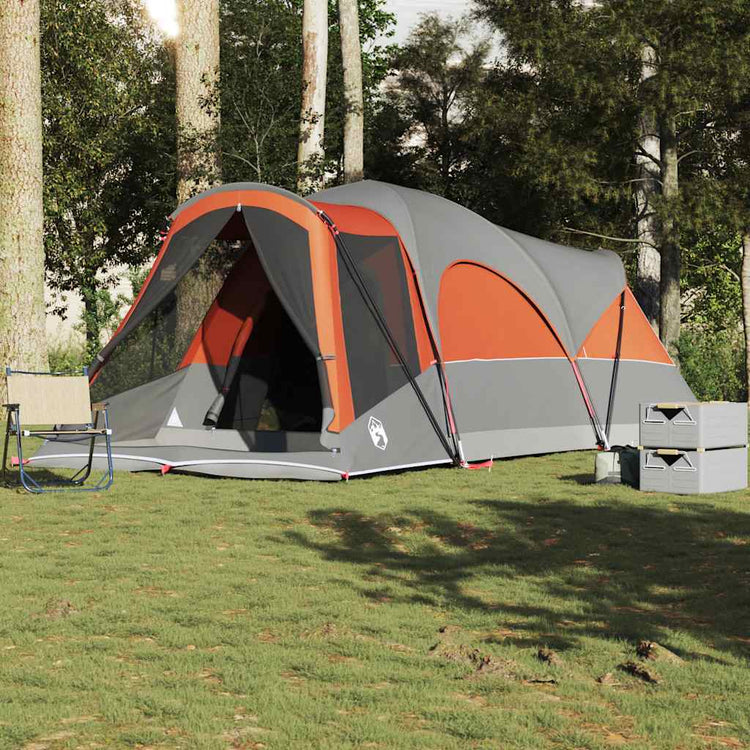 VidaXL Tunnelzelt 8-Personen wasserdicht Grau und Orange
