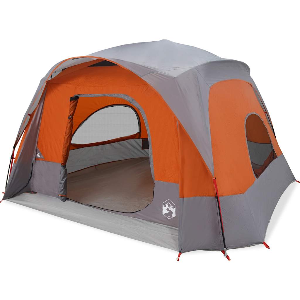 VidaXL Familienzelt 6-Personen wasserdicht Grau und Orange