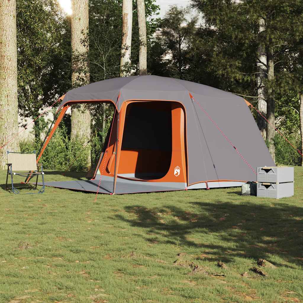 VidaXL Campingzelt mit Verandakuppel, 5 Personen, wasserdicht, grauorange