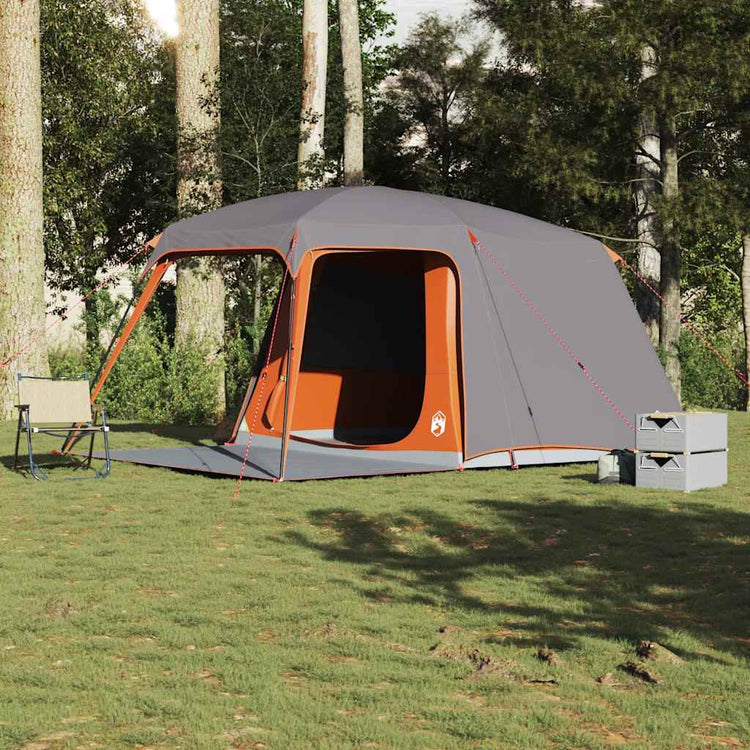 VidaXL Campingzelt mit Verandakuppel, 5 Personen, wasserdicht, grauorange