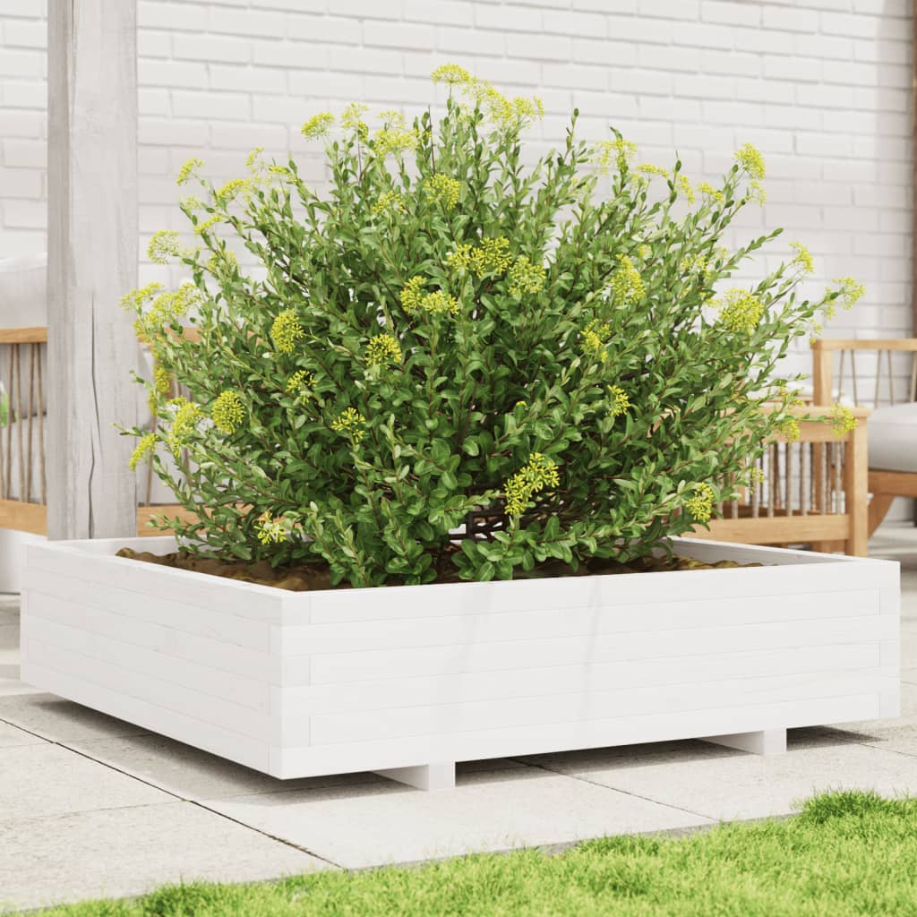 VIDAXL -Pflanzer 100x100x26,5 cm Festkiefer weiß