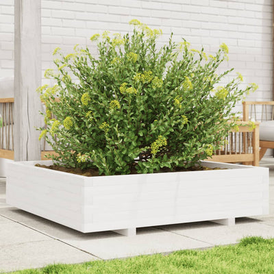 VIDAXL -Pflanzer 100x100x26,5 cm Festkiefer weiß