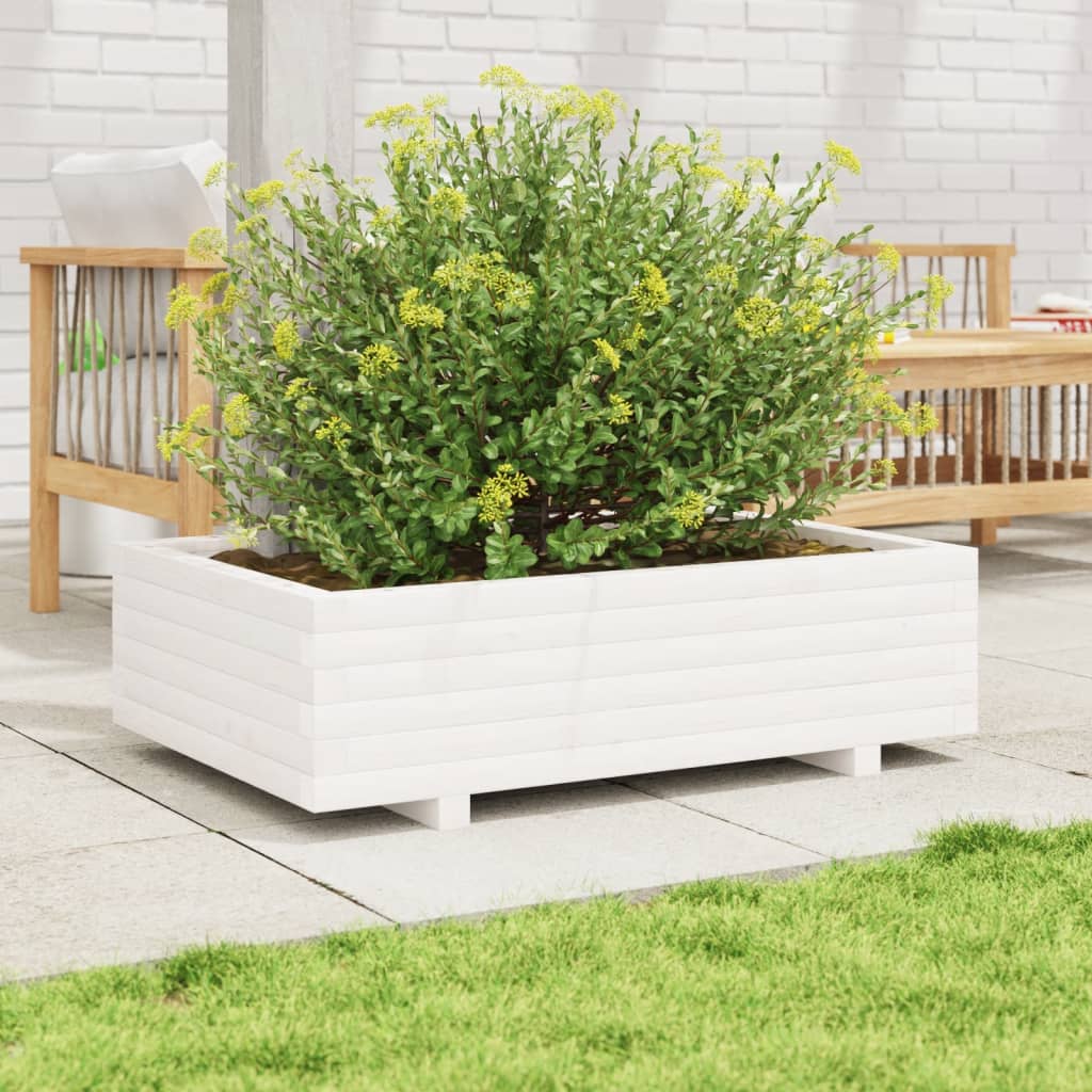 VIDAXL -Planungsbox 90x60x26,5 cm Festkiefer weiß