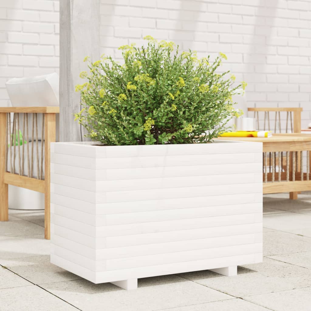 Vidaxx Pflanzgefäß 70x40x49,5 cm massives Kiefernholz weiß