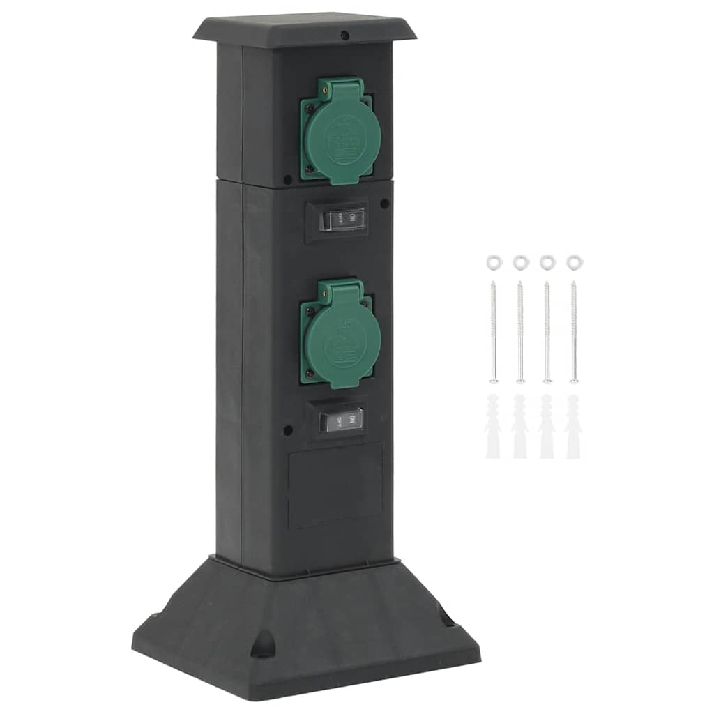 Vidaxl Garden Stop Kontakt Spalte 4-Roads 16x16x39.5 cm schwarz und grün