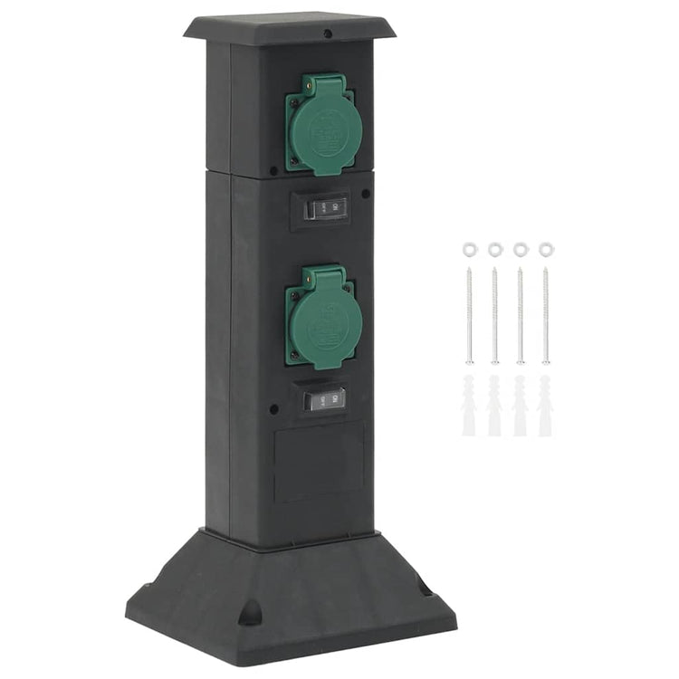 Vidaxl Garden Stop Kontakt Spalte 4-Roads 16x16x39.5 cm schwarz und grün