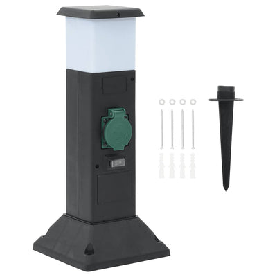 VIDAXL Gartenstopp Kontakt mit Lampe und Bodenstift 2-Wege 16x16x39,5 cm