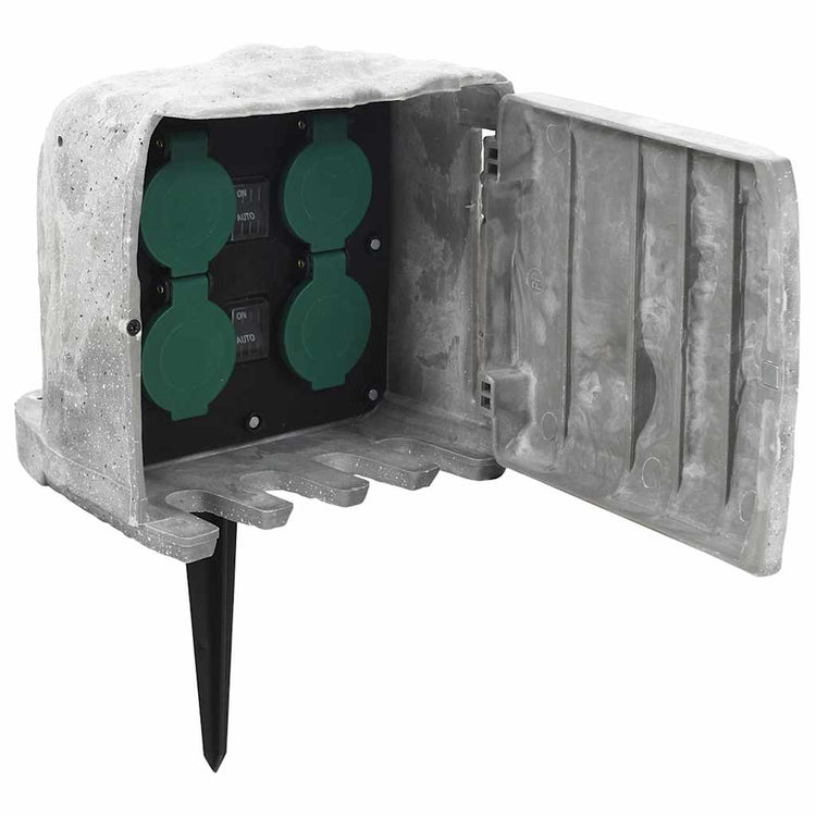 Vidaxl Garten Stopp Kontakt mit gemahlenem Stecknadel Licht Sensor 4-Wege-Stein aussehen grau aus