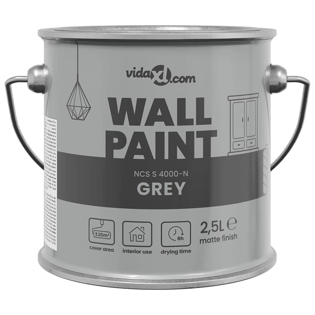 VidaXL Wandfarbe Grau 2,5 l Wanddruck