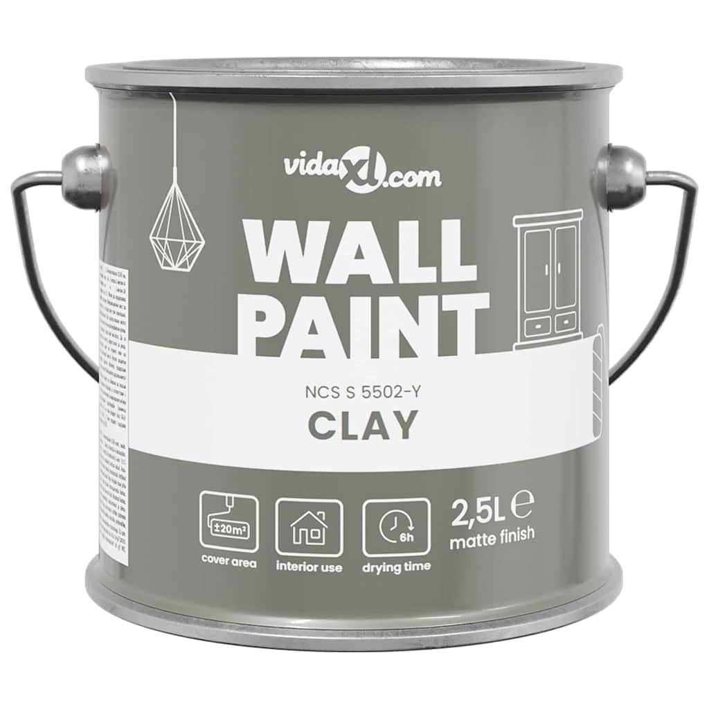 VidaXL Wandfarbe Grau 2,5 l Wanddruck