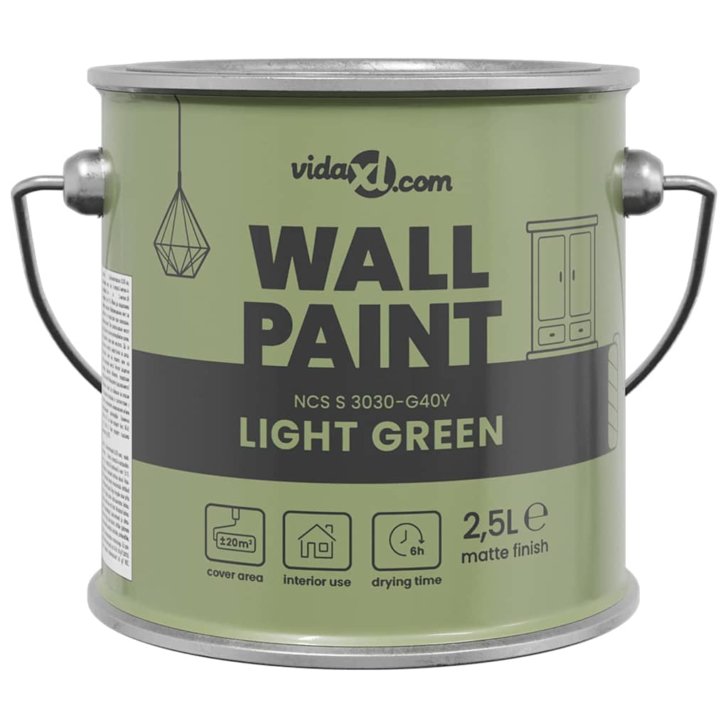 VidaXL Wandfarbe Grün 2,5 l Wanddruck
