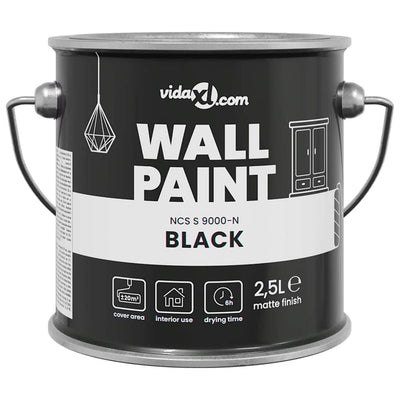 VidaXL Wandfarbe Schwarz 2,5 l Wanddruck