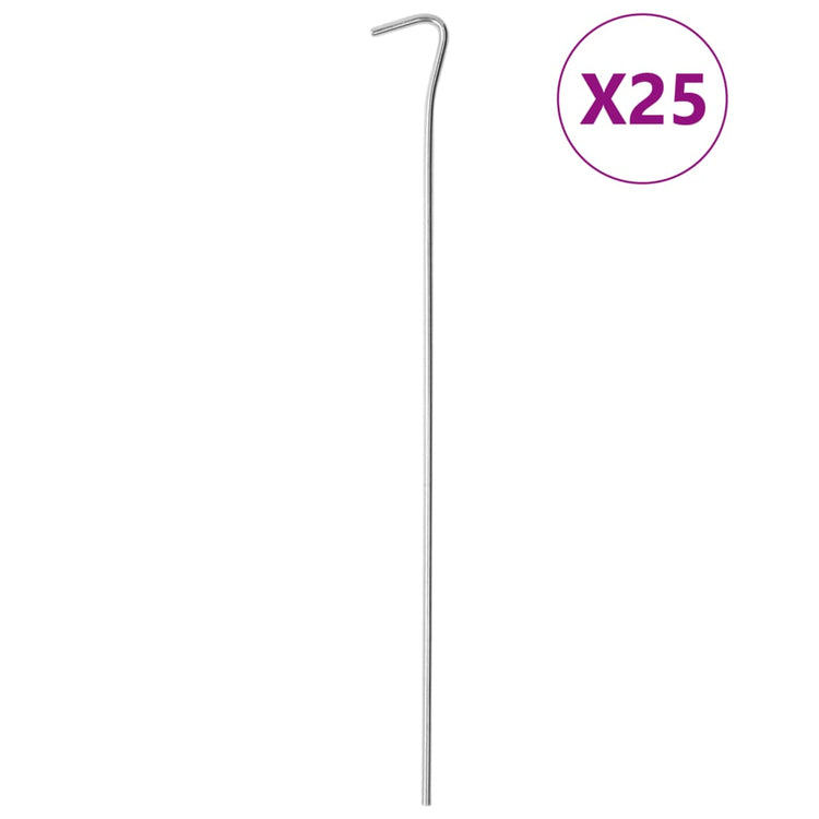Vidaxl -Zeltstifte 25 St Ø4 mm 30 cm verzinkter Stahl