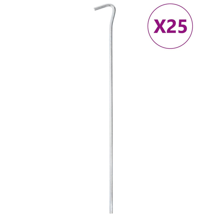 Vidaxl -Zeltstifte 25 St Ø5 mm 30 cm verzinkter Stahl