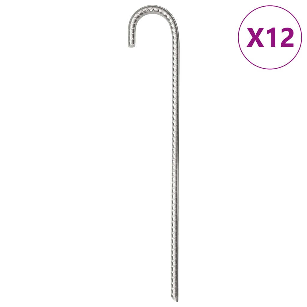Vidaxl -Zeltstifte 12 ST Ø10 mm 37 cm verzinkter Stahl