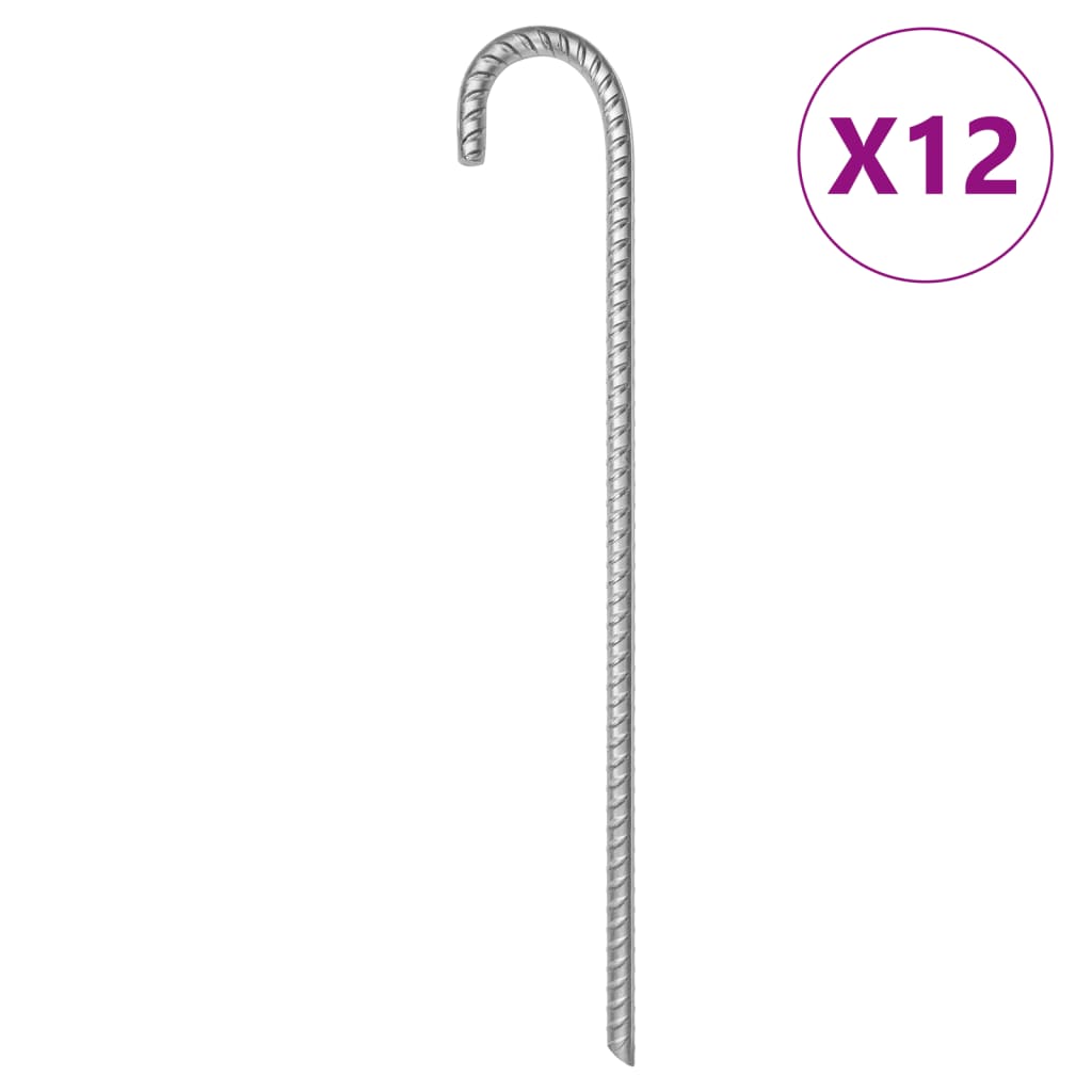 Vidaxl -Zeltstifte 12 ST Ø12 mm 41,5 cm verzinkter Stahl