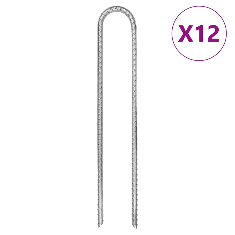 Vidaxl Zeltheringe 12 Stück U-förmig ø7 mm 30 cm verzinkter Stahl