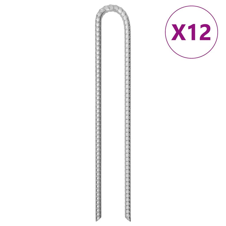 VIDAXL-Zeltstifte 12 Stcs U-förmig Ø12 mm 41,5 cm verzinkter Stahl
