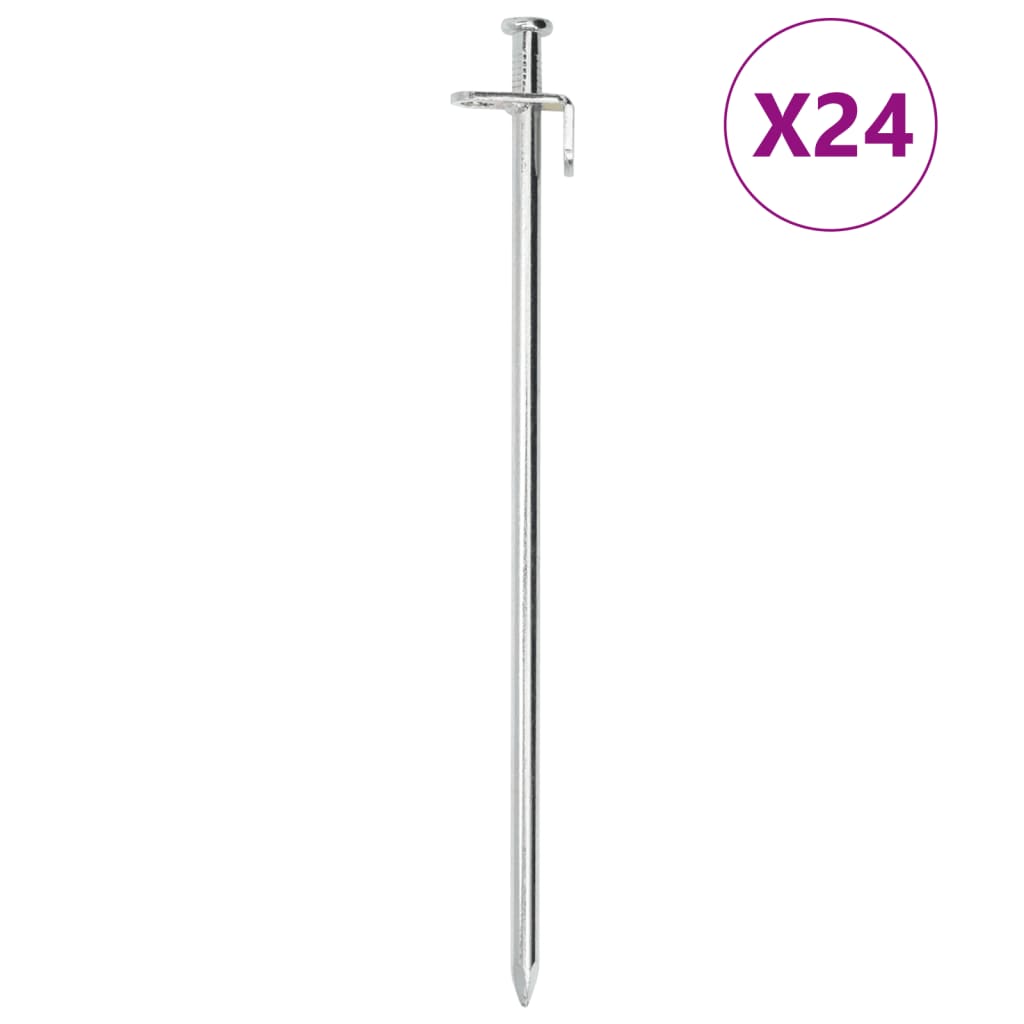 Vidaxl -Zeltstifte 24 St 8 mm 30 cm verzinkter Stahl