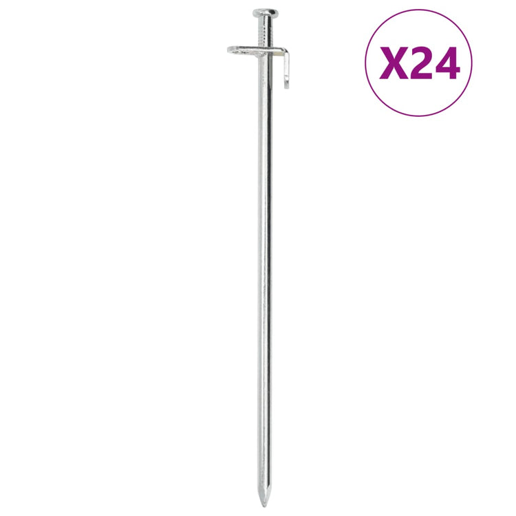 Vidaxl -Zeltstifte 24 St 8 mm 30 cm verzinkter Stahl