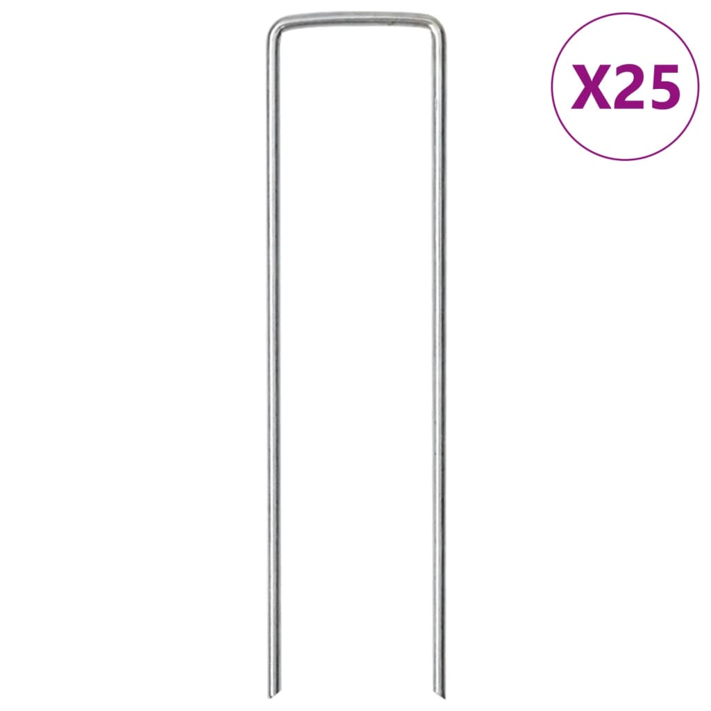 Vidaxx Erdnägel 25 Stück U-förmig 15x3,5 cm verzinkter Stahl