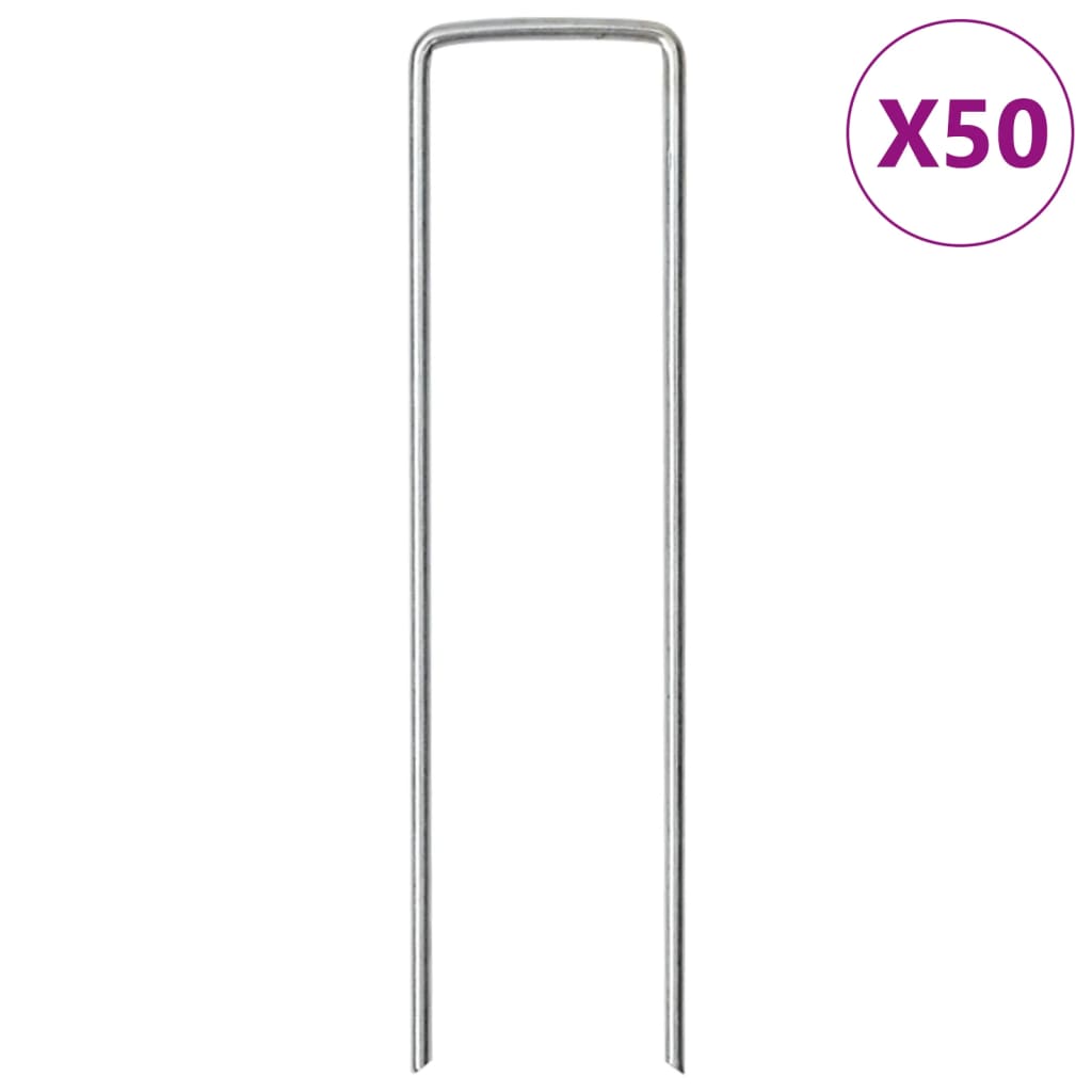 Vidaxl Erdnägel 50 Stück U-förmig 15x3,5 cm verzinkter Stahl