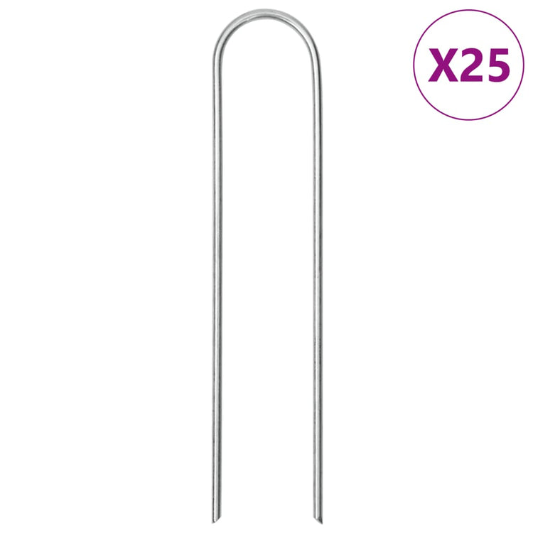 Vidaxx Erdnägel 25 Stück U-förmig 15x3,5 cm verzinkter Stahl
