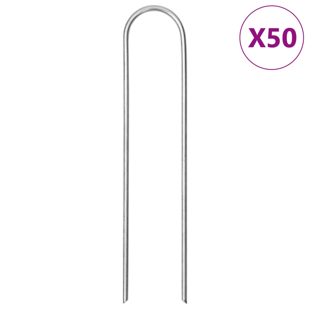 Vidaxl Erdnägel 50 Stück U-förmig 15x3,5 cm verzinkter Stahl