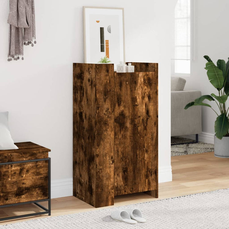 Vidaxl Schuhschrank 52x37.5x100 cm propertiertes Holzgeräuchchen -Eiche gefärbt