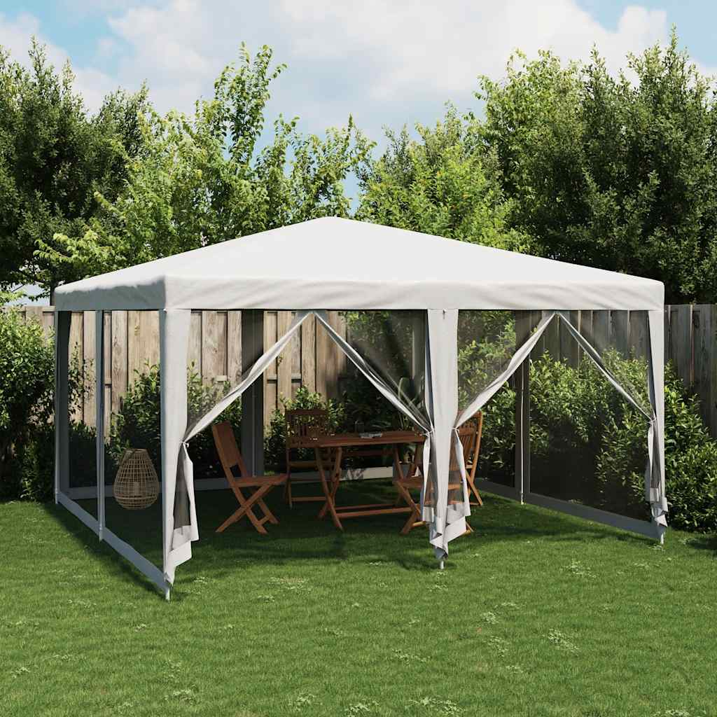Vidaxl -Partyzelt mit 8 -Mesh -Seitenwänden 4x4 M HDPE Weiß