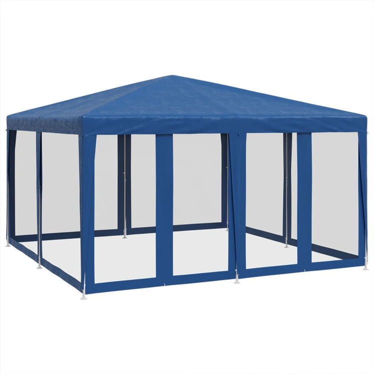 Vidaxl -Partyzelt mit 8 -Mesh -Seitenwänden 4x4 M HDPE Blau