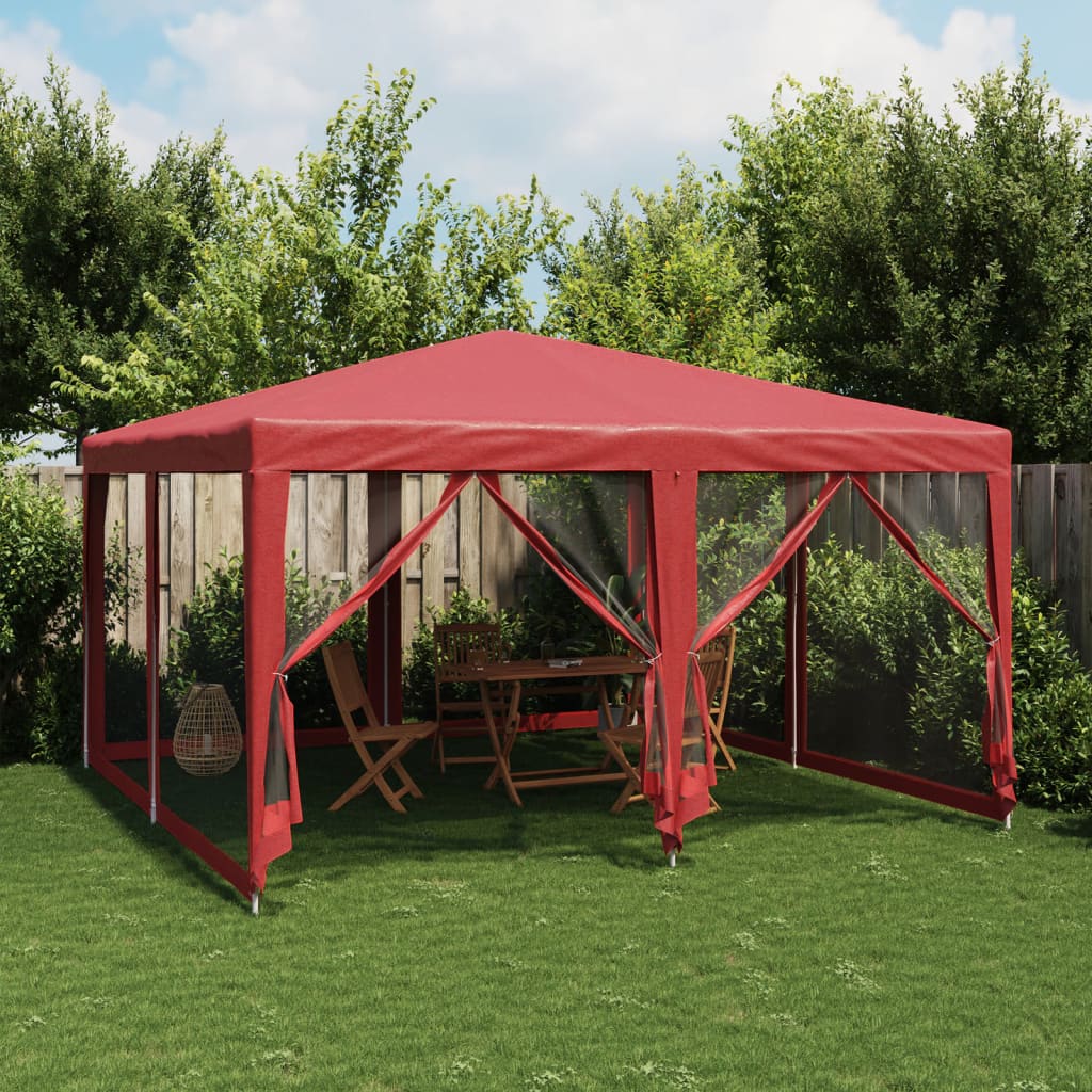 Vidaxl -Partyzelt mit 8 -Mesh -Seitenwänden 4x4 M HDPE -Rot