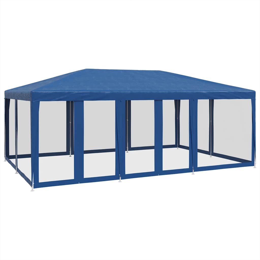VIDAXL -Partyzelt mit 10 Mesh Seitenwänden 6x4 M HDPE Blau