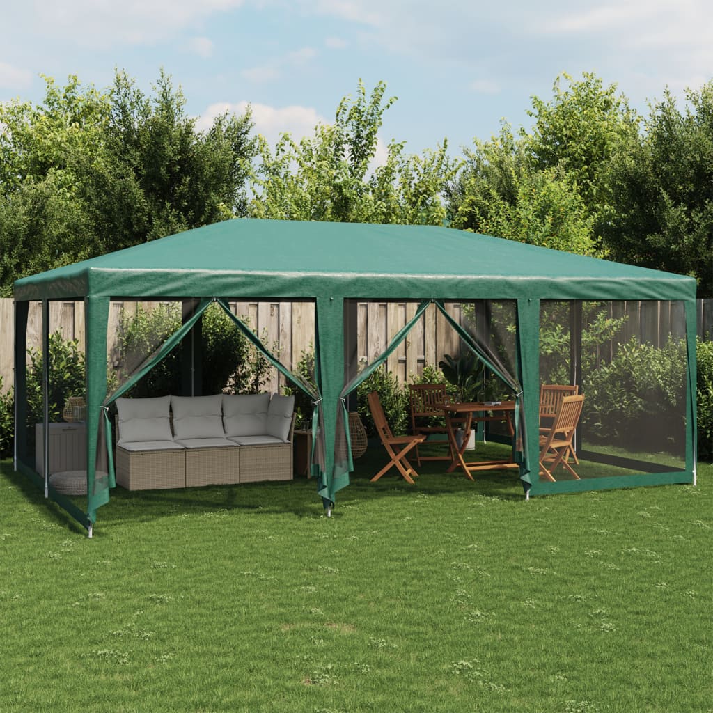 VIDAXL -Partyzelt mit 10 Mesh Side Walls 6x4 M HDPE Green