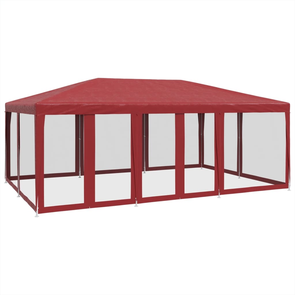 VIDAXL -Partyzelt mit 10 Mesh Side Walls 6x4 M HDPE -Rot